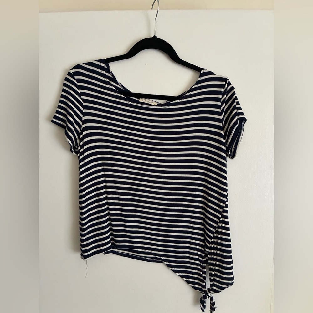 Olivia Rae Navy and White Striped Short Sleeve Tee